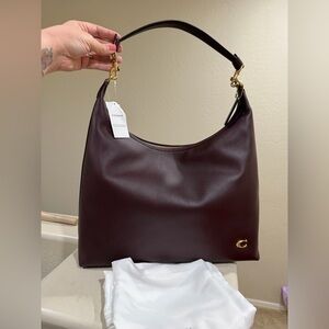 COACH Juliet 38 Leather Shoulder Bag Black Currant NEW